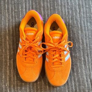 Adidas Women’s Platform VL Court Bright Orange and Light Blue Sneakers